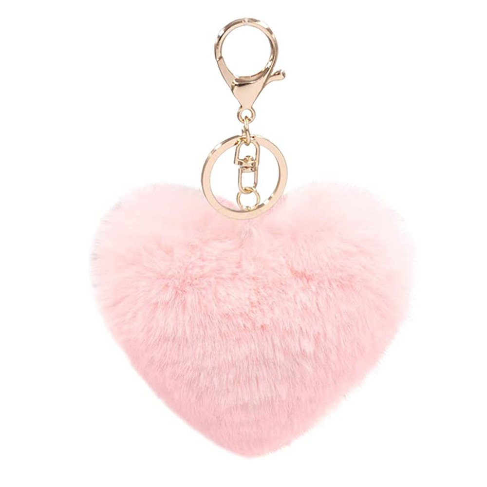 High Quality Cheap Women Girls Favor Fashion 10CM Cute Heart Plush Key Chains Bag Car Pendant Colorful Pompoms Heart Keychains