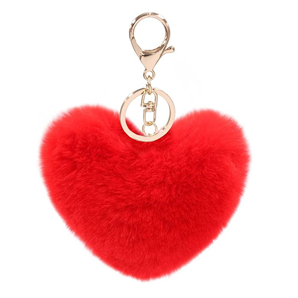 High Quality Cheap Women Girls Favor Fashion 10CM Cute Heart Plush Key Chains Bag Car Pendant Colorful Pompoms Heart Keychains