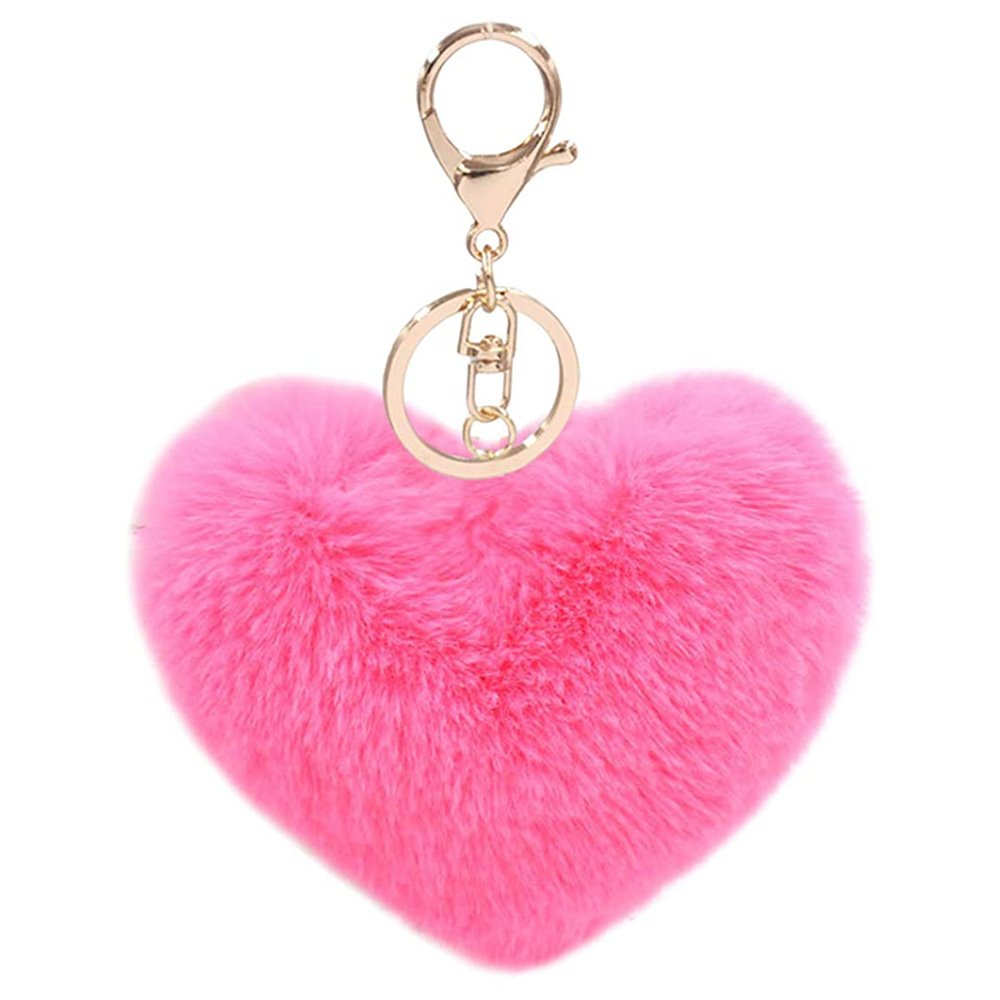 High Quality Cheap Women Girls Favor Fashion 10CM Cute Heart Plush Key Chains Bag Car Pendant Colorful Pompoms Heart Keychains