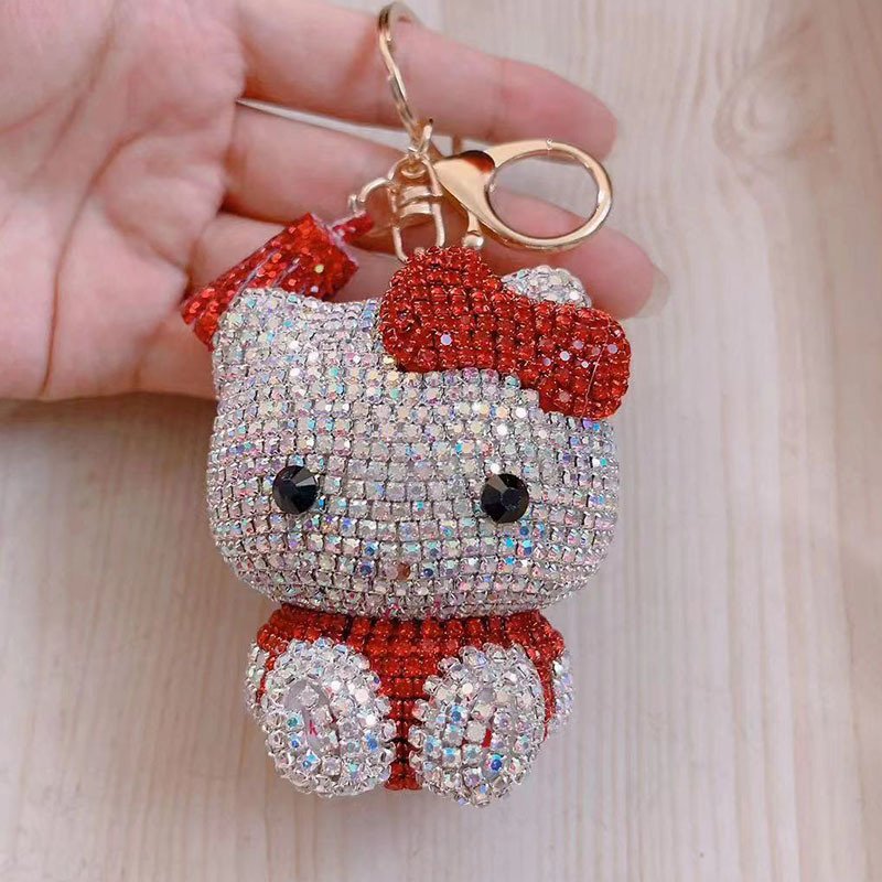 Botu kawaii new 3d diamond kitty keychain anime fashion womens bag pendant y2k girls gifts cute doll car key ring keychain toys