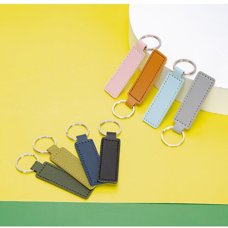 Customized PU Leather Keychain Knitting Car Holder Keychain Pendant Accessories Wholesale Print Logo