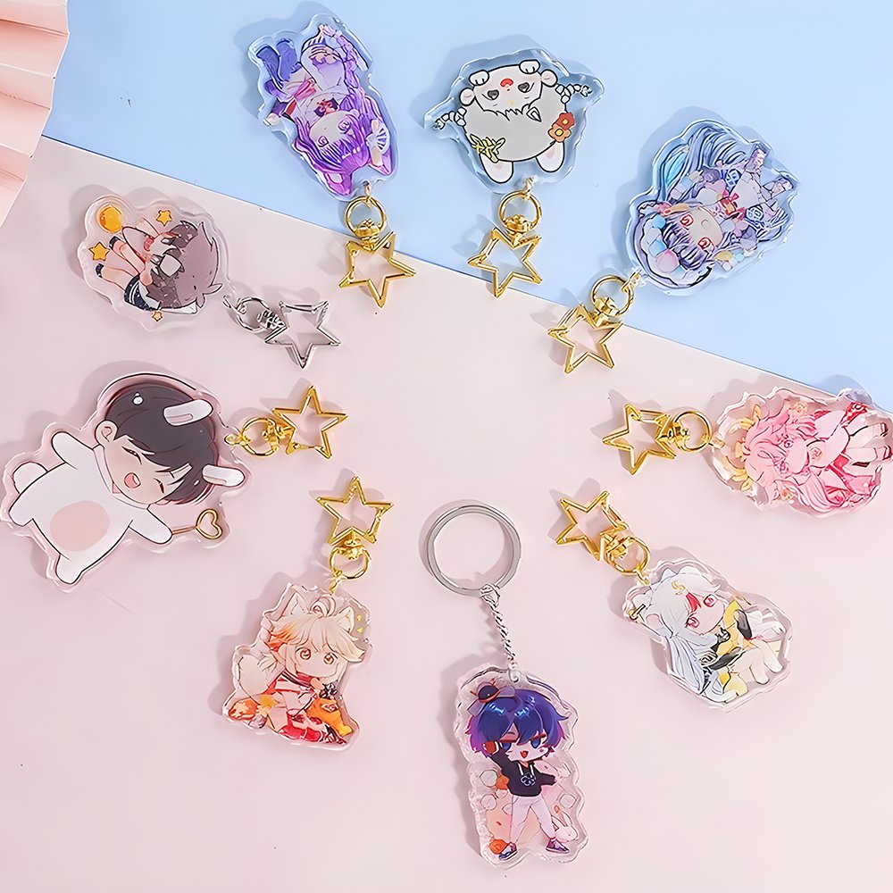 Custom Acrylic Keychain Double Printing Transparent Charm Acrylic Key Chain Custom Plastic Keyring Accessories Creative