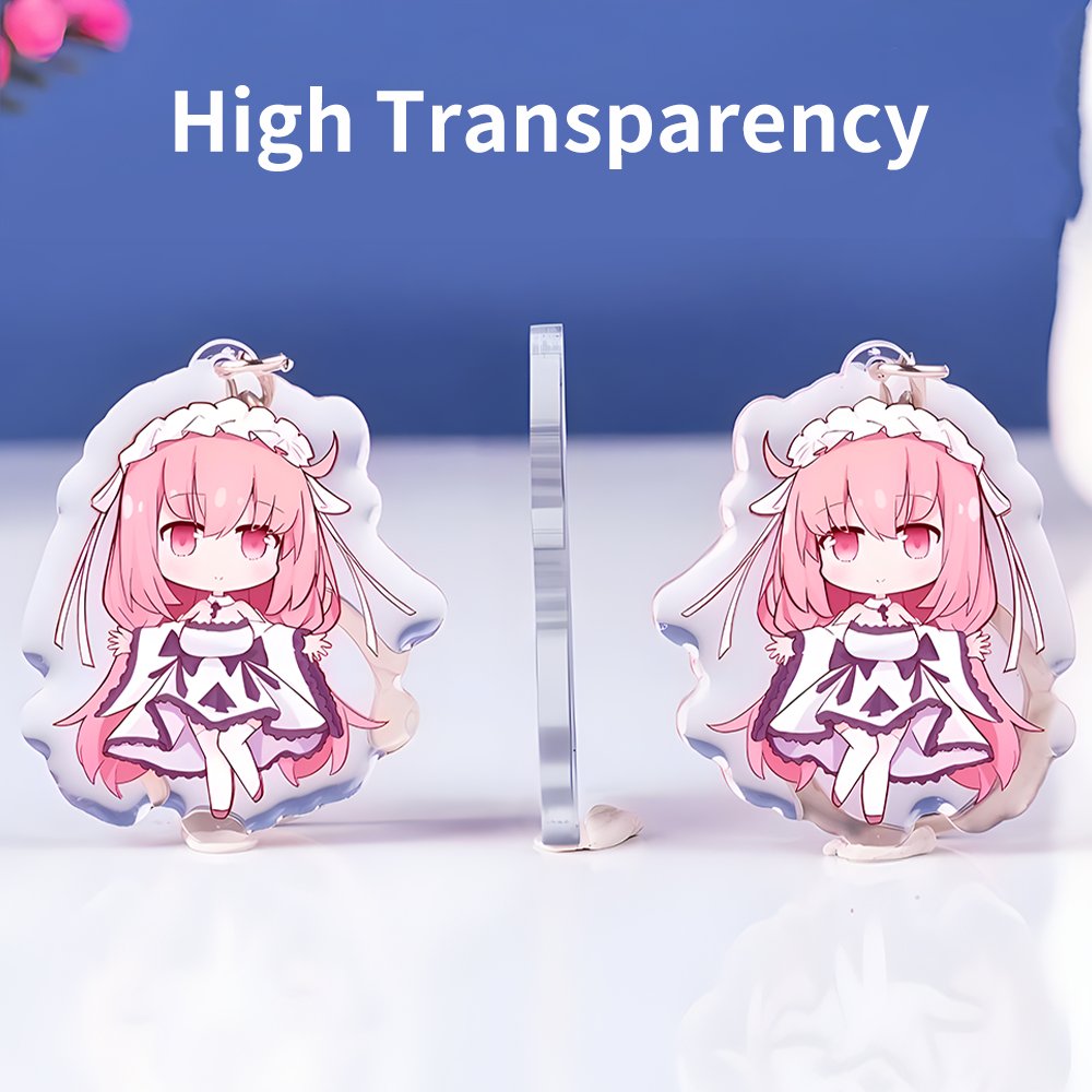 Custom Acrylic Keychain Double Printing Transparent Charm Acrylic Key Chain Custom Plastic Keyring Accessories Creative