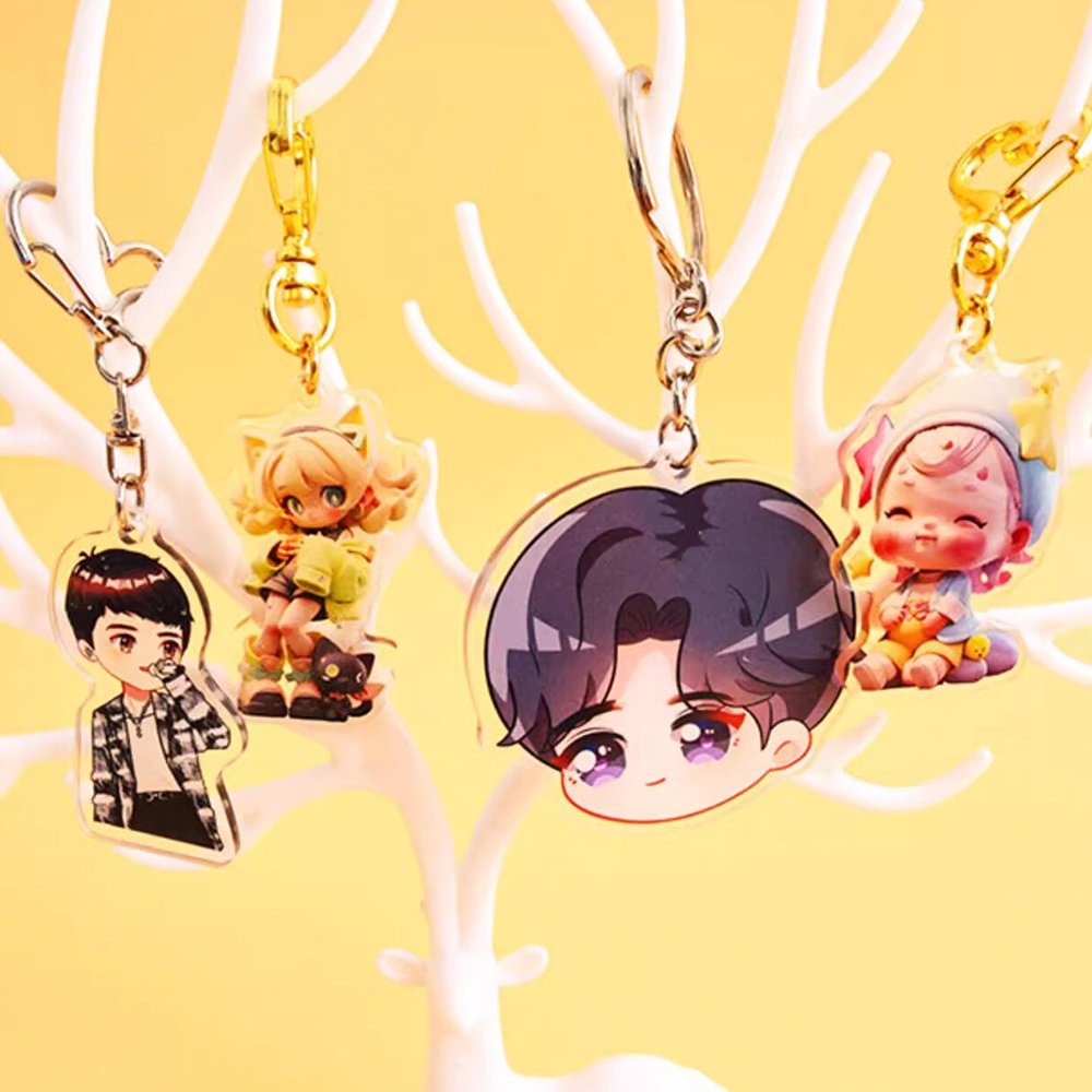 Custom Acrylic Keychain Double Printing Transparent Charm Acrylic Key Chain Custom Plastic Keyring Accessories Creative