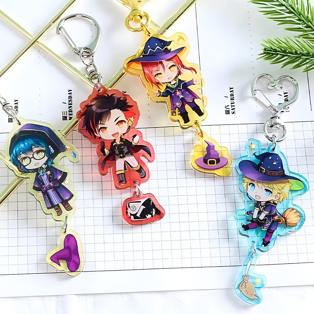 Custom Acrylic Keychain Double Printing Transparent Charm Acrylic Key Chain Custom Plastic Keyring Accessories Creative
