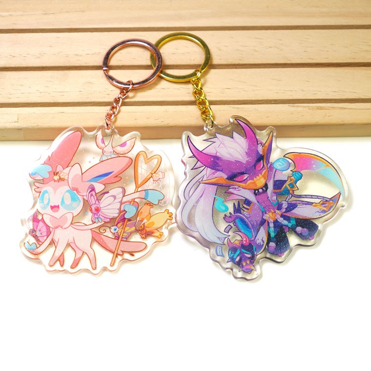 Sublimation Keychain Blanks Key Chain Holographic Shaker Custom Charm Anime Mini Acrylic Charms With Logo