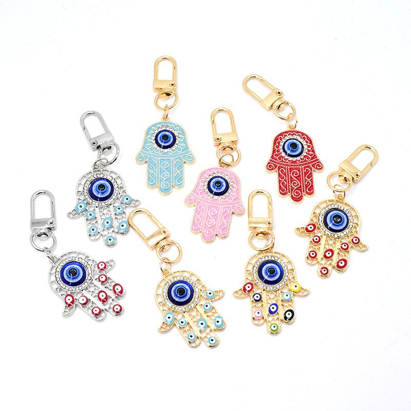 Good Luck Nazar Blue Evil Eye Hamsa Hand Amulet Keychain Key Holder Protection Charm Car Hanging Ornament