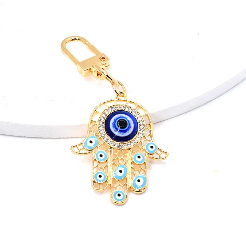 Good Luck Nazar Blue Evil Eye Hamsa Hand Amulet Keychain Key Holder Protection Charm Car Hanging Ornament