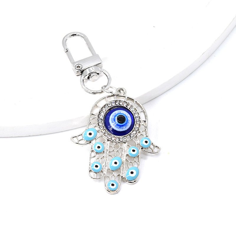 Good Luck Nazar Blue Evil Eye Hamsa Hand Amulet Keychain Key Holder Protection Charm Car Hanging Ornament
