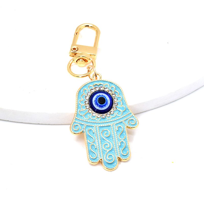 Good Luck Nazar Blue Evil Eye Hamsa Hand Amulet Keychain Key Holder Protection Charm Car Hanging Ornament