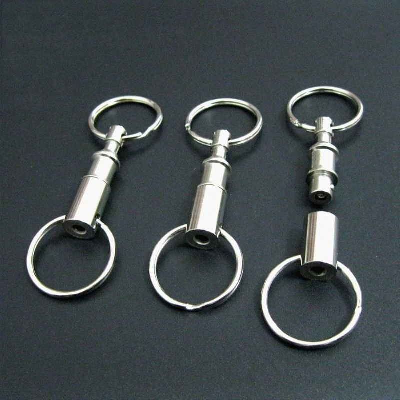 Removable Quick Release Keychain Pull Apart Keychain Accessory Split key Ring Double Heads Detachable Metal Key chain Pull Apart
