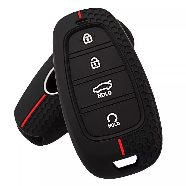 Remote 4 Buttons Silicone Car Key Cover Keychain Auto Keys Case Holder Housing For Santa Fe