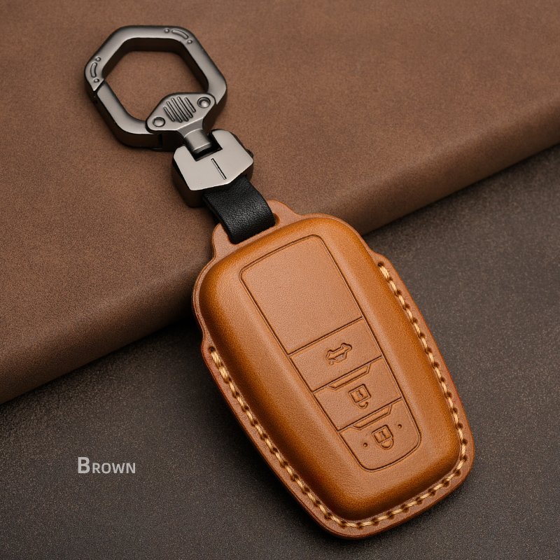 Leather Key Case Cover Shell For Toyota Camry Corolla FJ Land Cruiser RAV4 Prius Sienna Prado CHR Avalon GT86 Protector Keychain