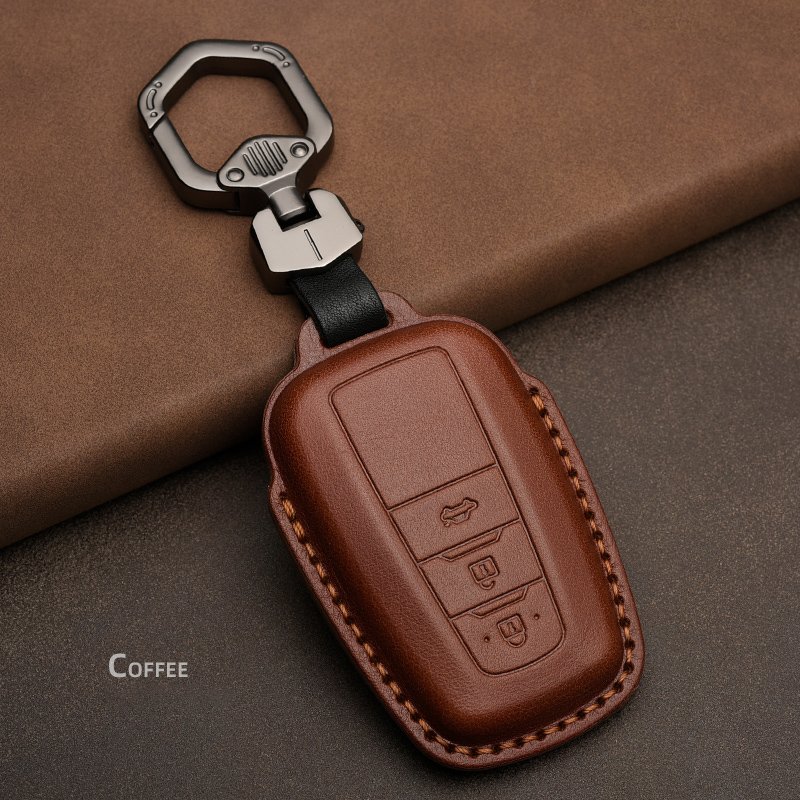 Leather Key Case Cover Shell For Toyota Camry Corolla FJ Land Cruiser RAV4 Prius Sienna Prado CHR Avalon GT86 Protector Keychain