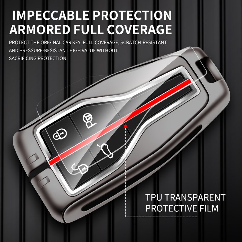 Zinc Alloy Car Key Cover Case Shell Holder Protector for Hongqi HS5 HS7 HS E HS9 Logo Keychain Bag Set Interior Accessories