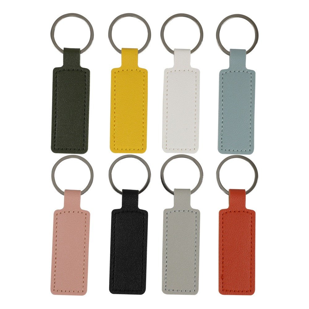 Luxury Pu Leather Keychain Mini Rectangle Keyring Key Holder Pendant Men Women Promotion Gift Blank Business Car Bag Accessories