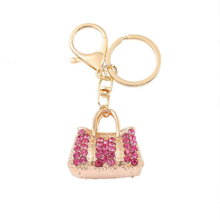 Fashion Metal Handbag keychain Handbag Rhinestone key Ring Mini Handbag keytag Car Accessories