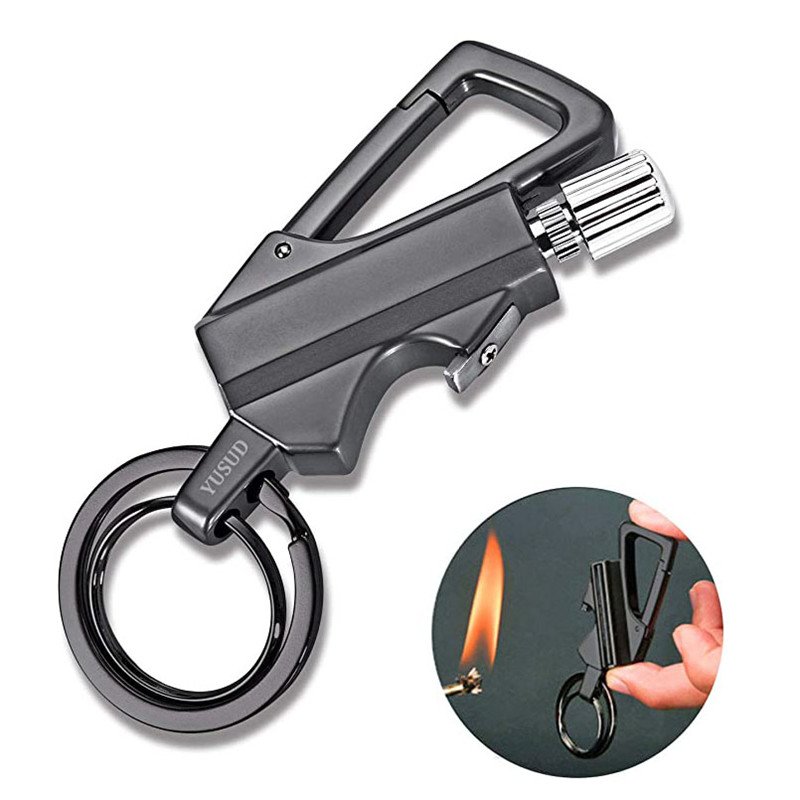 2025 High Quality Multi Function Metal Reusable Lighter Holder Keychain
