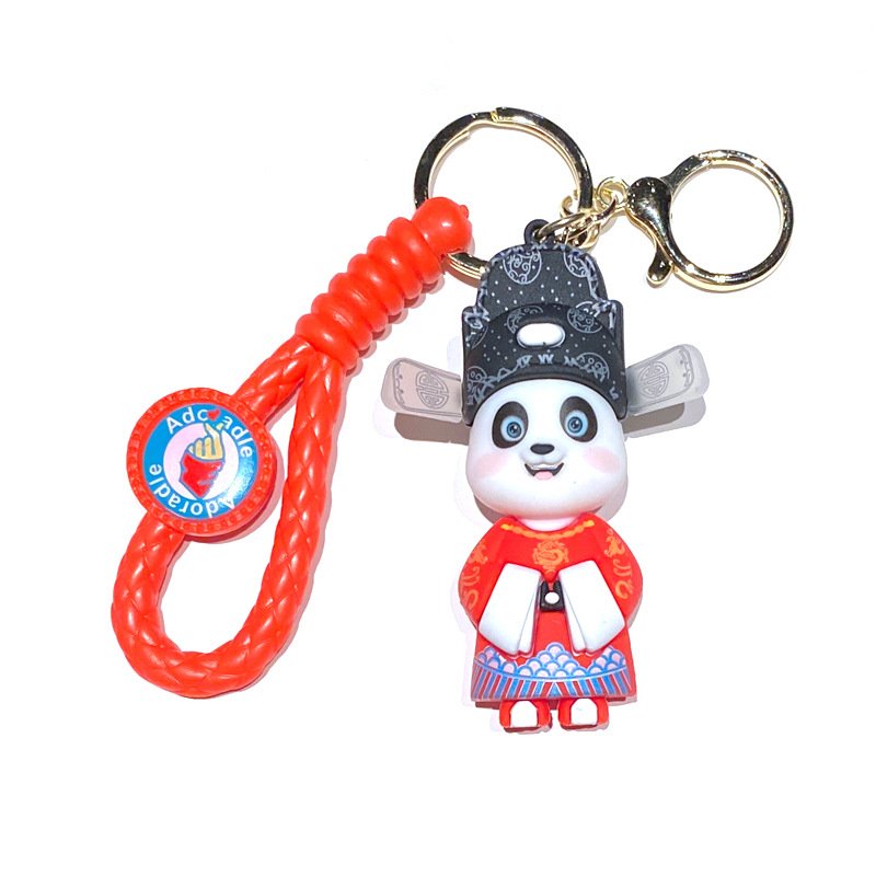 Cute China-Chic Sichuan Opera Face changing Panda 3D Figure Car Key Chain Hanging Accessories