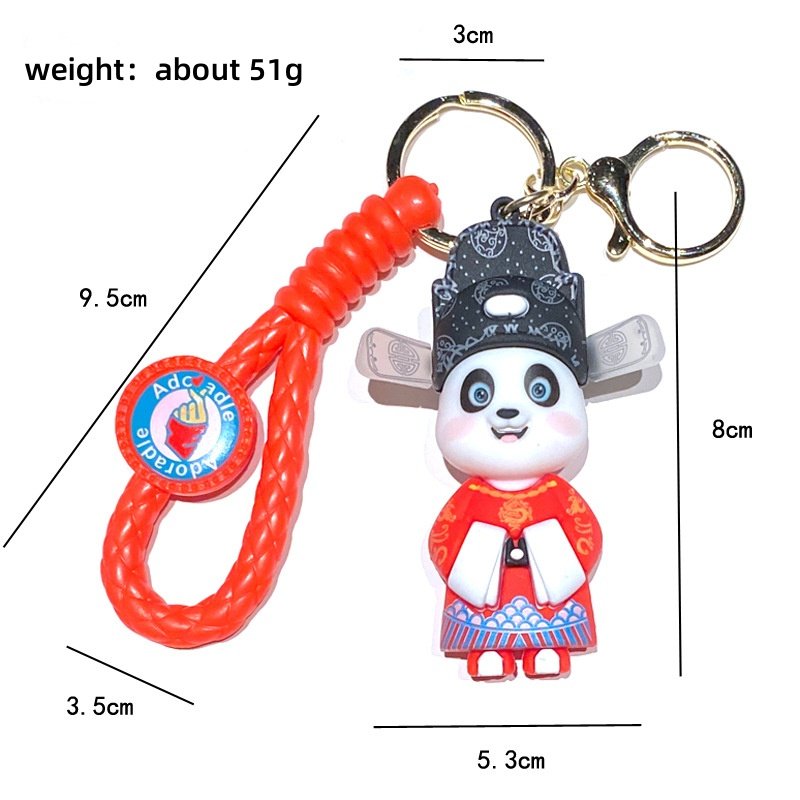 Cute China-Chic Sichuan Opera Face changing Panda 3D Figure Car Key Chain Hanging Accessories