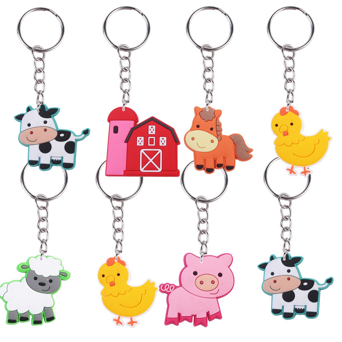 Wholesale Cute Cartoon Farm Animal 2D PVC Key Chains Rubber Keychains Promotion Sale Custom LOGO Party Activity Gift Accessories