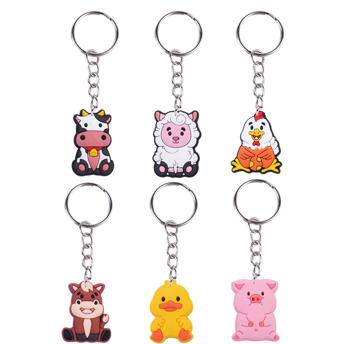 Wholesale Cute Cartoon Farm Animal 2D PVC Key Chains Rubber Keychains Promotion Sale Custom LOGO Party Activity Gift Accessories