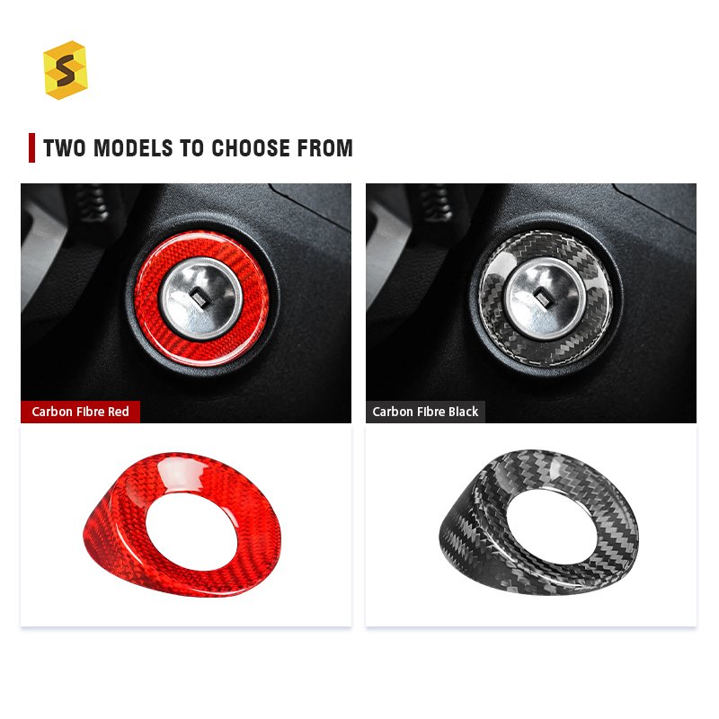 ES 2PCS Dry Real Carbon Fiber Car Interior Ignition Key Switch Decorative Frame For Chevrolet Camaro 2010-2015 Accessories
