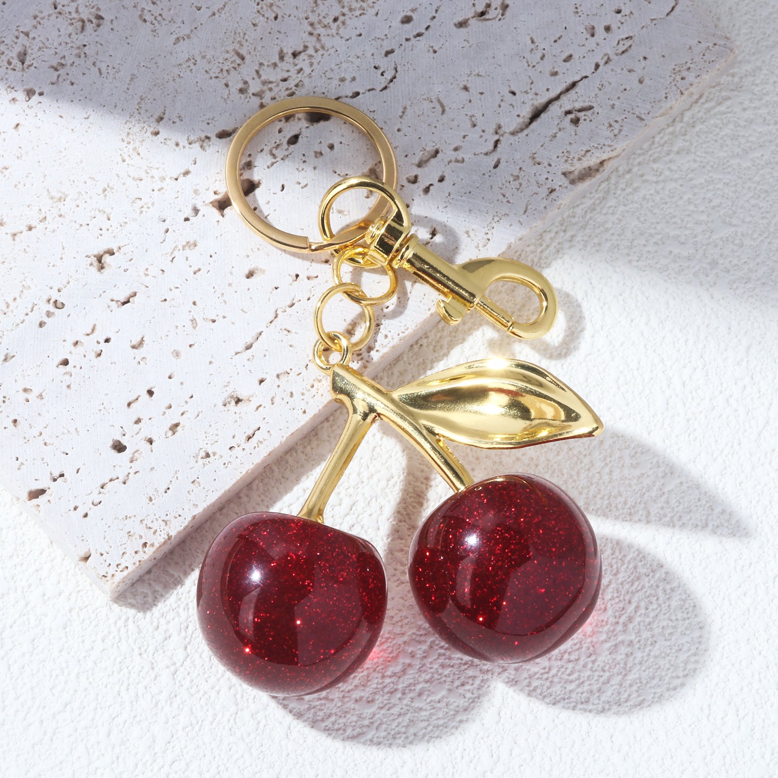 New Style Promotional Creative Car Charm Small Gift For Girls Cherry Key Chains Cute Fruits Acrylic Cherry Keychain