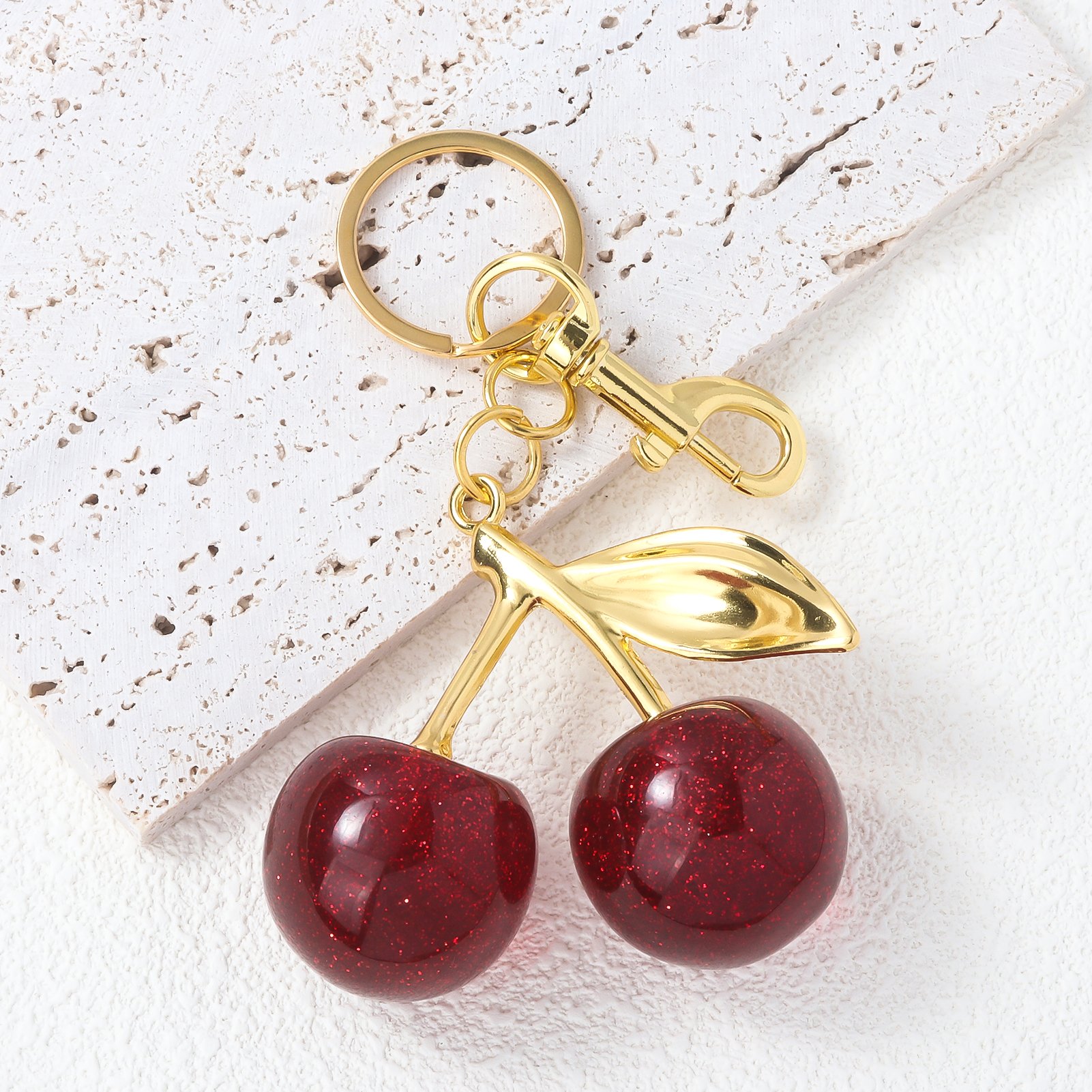 New Style Promotional Creative Car Charm Small Gift For Girls Cherry Key Chains Cute Fruits Acrylic Cherry Keychain