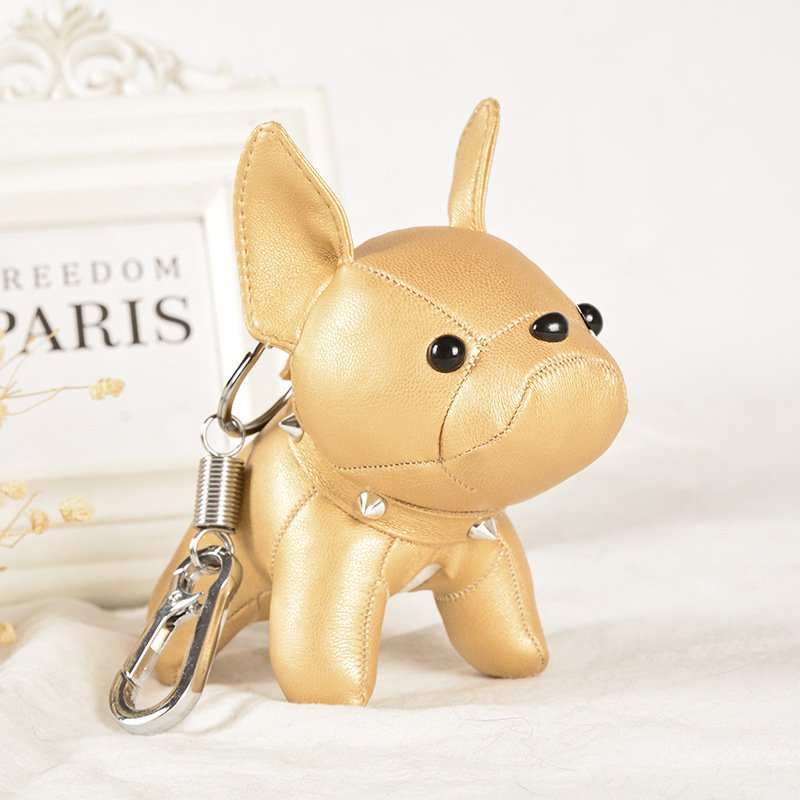 Luxury Leather French Bulldog Keychain Ornament Cute Puppy Key Rings Jewelry Women Charm Bags Accessories Girl Toys Holiday Gift