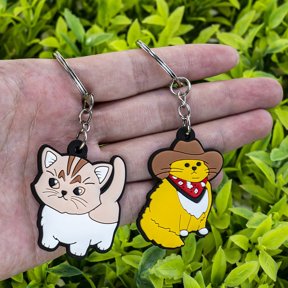 wholesale custom pvc keychain animal cartoon key rings pattern dog frog cat Snake duck key holders fit car keys pendants