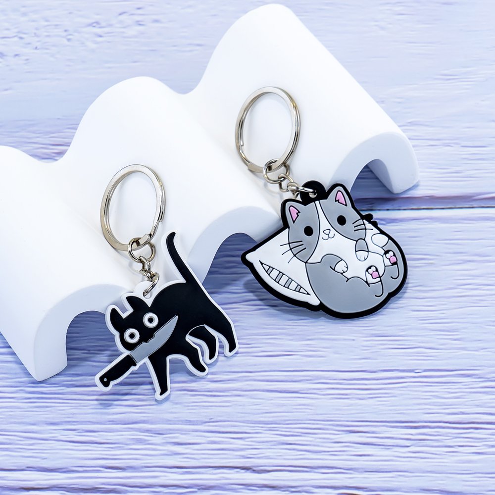 wholesale custom pvc keychain animal cartoon key rings pattern dog frog cat Snake duck key holders fit car keys pendants