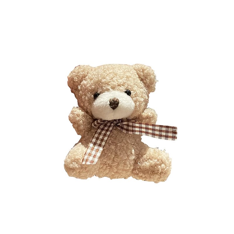 Ruunjoy Mini bow tie teddy bear short plush toy bag car key chain pendant doll ornament decoration doll keychain unique boutique