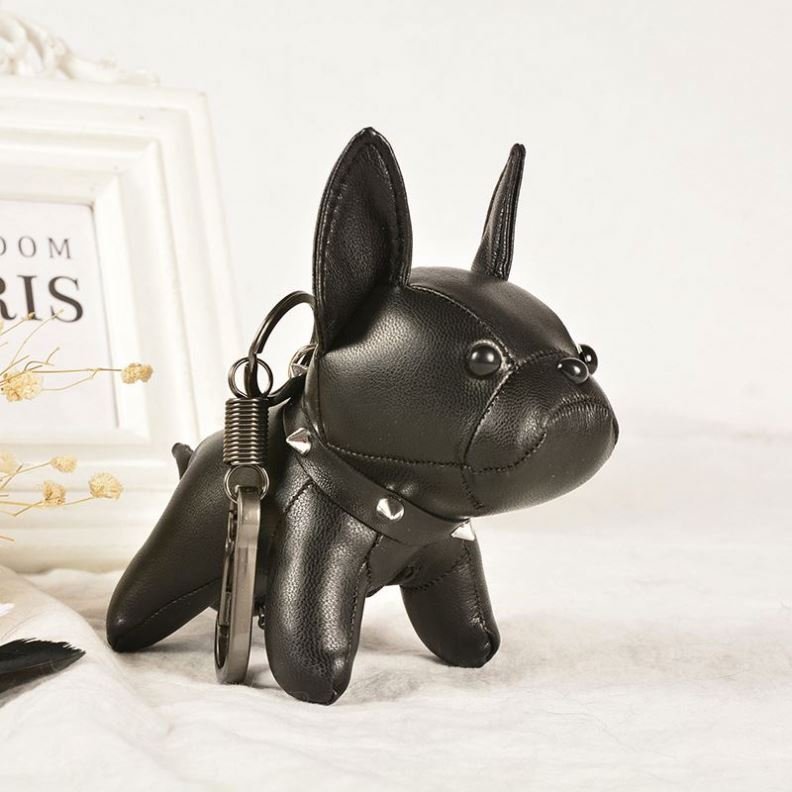 Ornament Cute Puppy Key Rings Jewelry Women Charm Bags Accessories Girl Toys Holiday Gift Luxury Leather French Bulldog Keychain