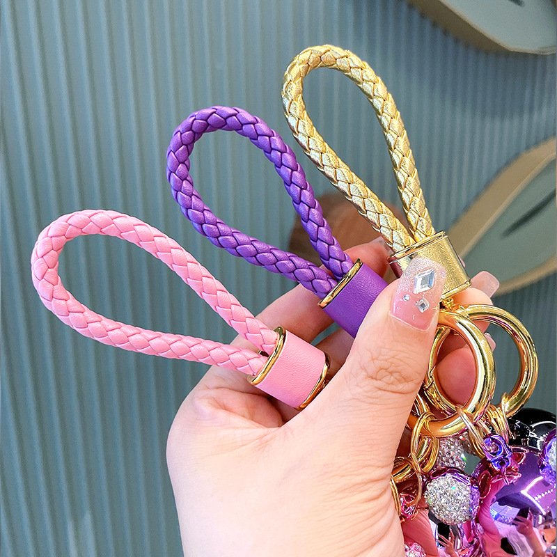 Cute Colorful crystal teddy bear Wristlet Key chains Kawaii Backpacks Bag Charms Car Key Rings bear Keychain bling Accessories