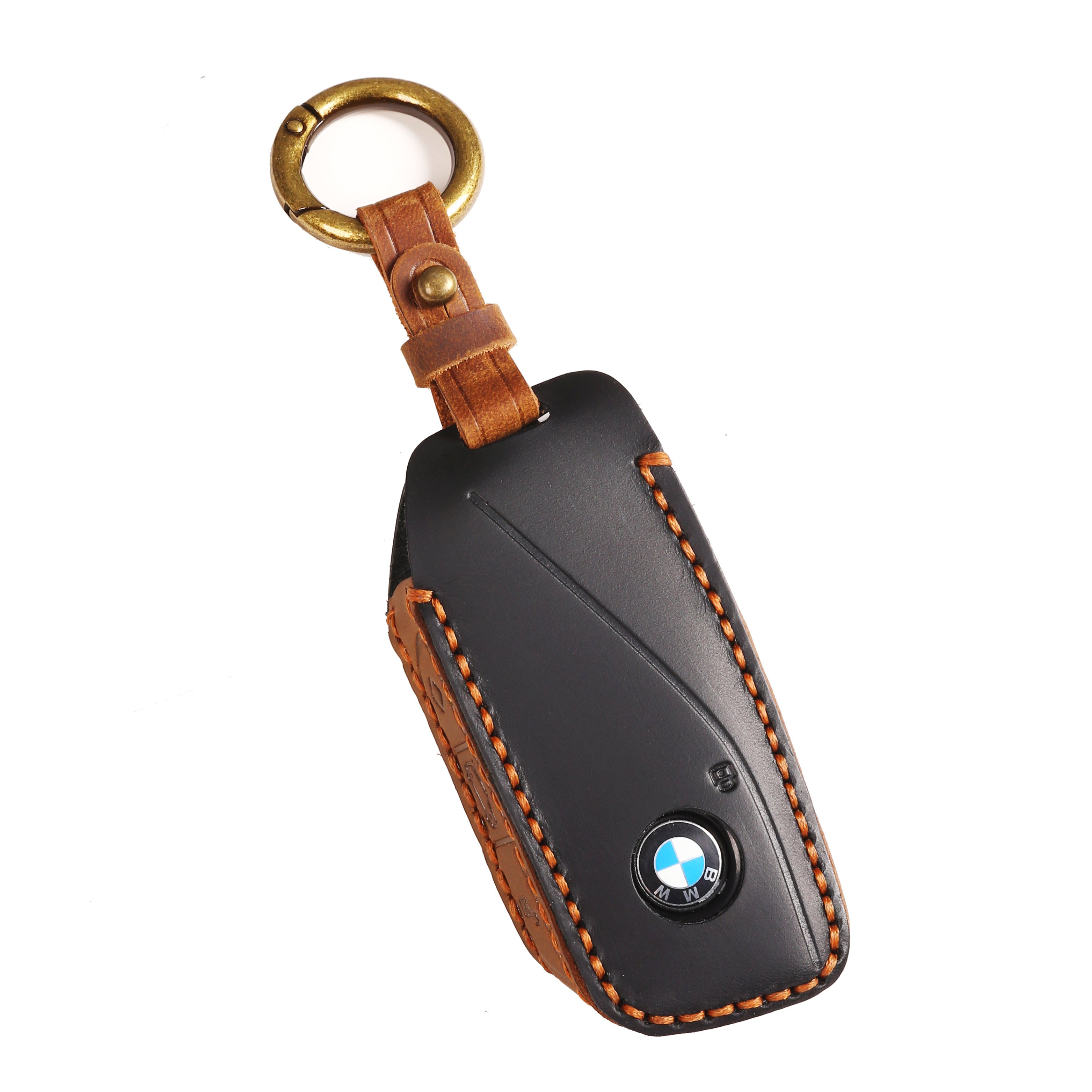 For BMW X7 Car Key Leather Case Holder Accessory First layer Crazy Horse Skin Leather Luxury Pouch Keychain Bag