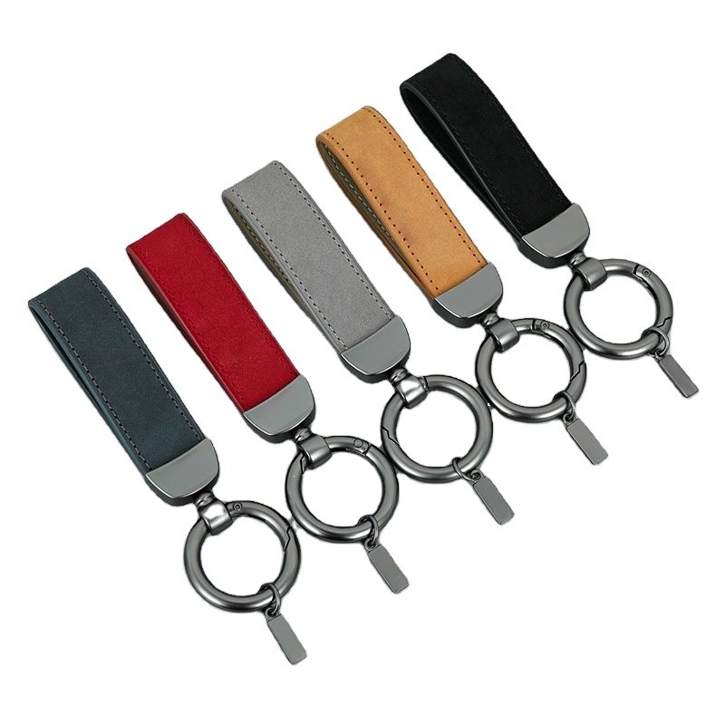 Customized wholesale personalized logo logo logo keychain promotion gift car keychain accessories simple PU leather keychain