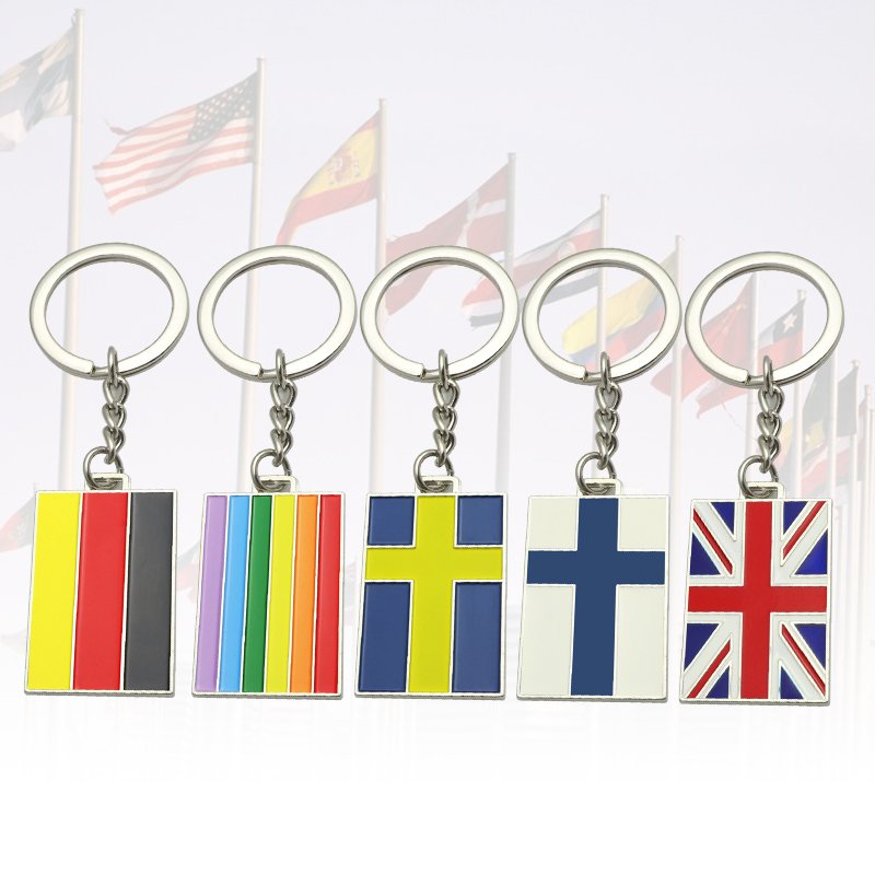 Customize National Flag Key Chain New Design Key Ring Various Style Key Holder Car Accessories Bag Pendant Room Ornament Present
