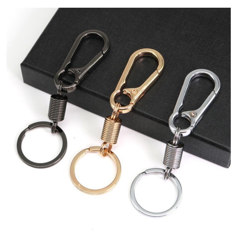 Men Women Universal Spring Keychain Climbing Hook Black Clasp Car Keyring Waist Hanging Carabiner Shape Keychain Accessories