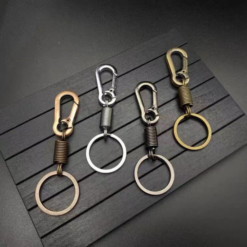 Men Women Universal Spring Keychain Climbing Hook Black Clasp Car Keyring Waist Hanging Carabiner Shape Keychain Accessories