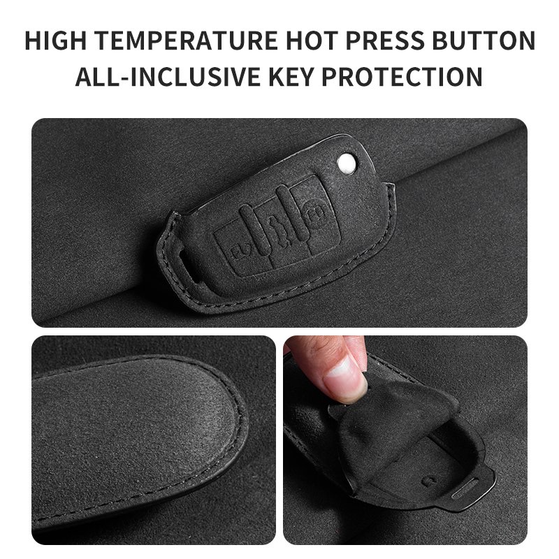 High Quality Audi Car Key Case Three-Color Double Buckle Luxury Suede Customizable Logo Fits Rio Model for Protection