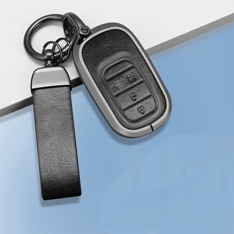 Custom logo car key shell leather aluminum alloy For Honda Auto Accessories