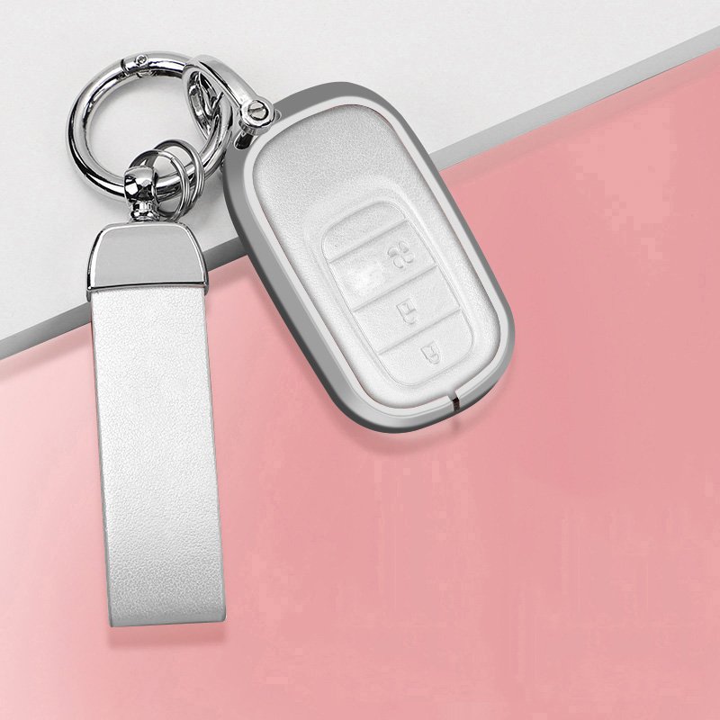 Custom logo car key shell leather aluminum alloy For Honda Auto Accessories