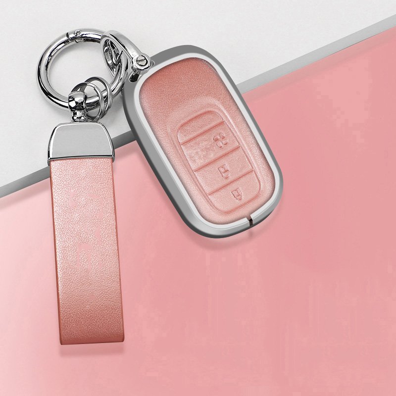 Custom logo car key shell leather aluminum alloy For Honda Auto Accessories