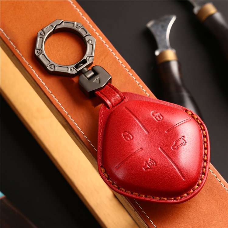 Handmade Genuine Leather Car Key Case Cover for Jetour X70S X90 Dasheng Car Key Shell Keychain Accessories