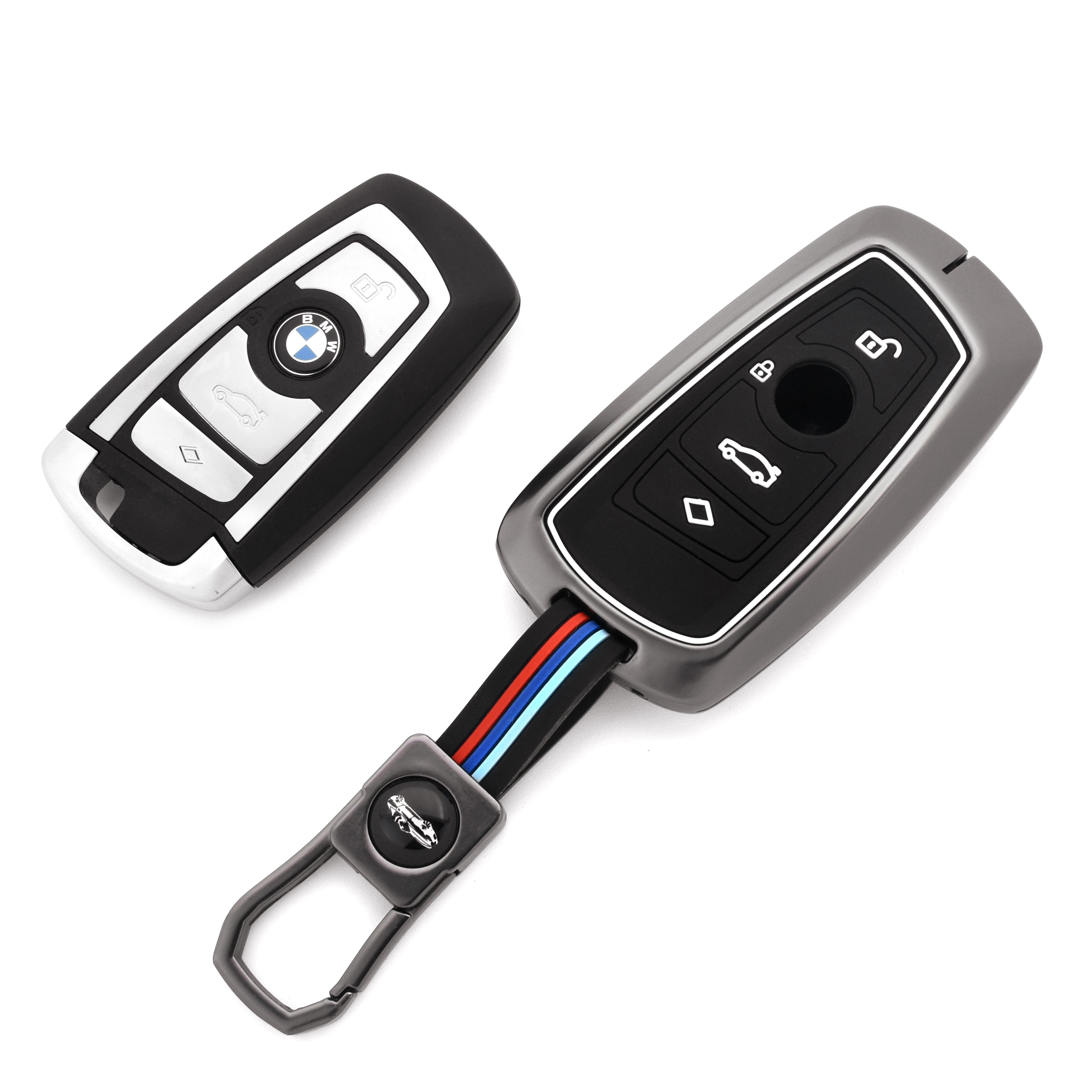DM New Design 3 4 Buttons Car Key Case Cover Key Bag Key Fob Cover with Keychain For Bmw X3 X5 X1 X4 X6 5 6 7 Series Accessories