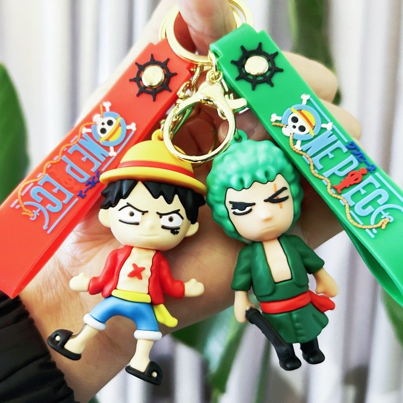 Internet celebrity anime One Piece cartoon keychain, car keychain accessories, Luffy, Suolong backpack pendant, small gift