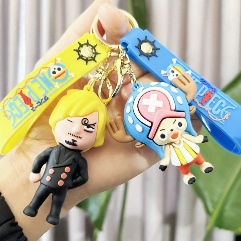 Internet celebrity anime One Piece cartoon keychain, car keychain accessories, Luffy, Suolong backpack pendant, small gift