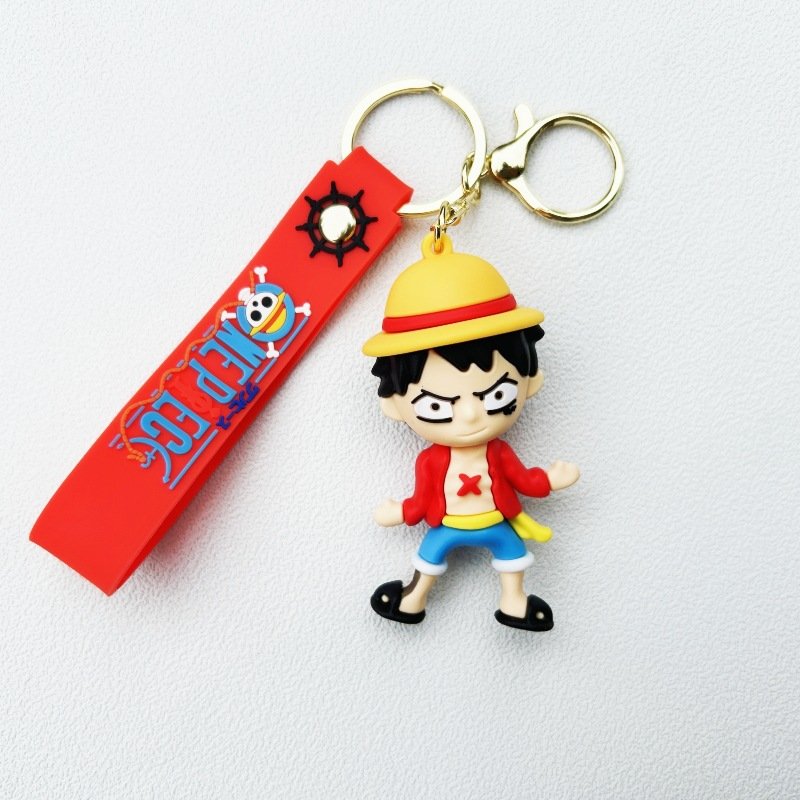 Internet celebrity anime One Piece cartoon keychain, car keychain accessories, Luffy, Suolong backpack pendant, small gift