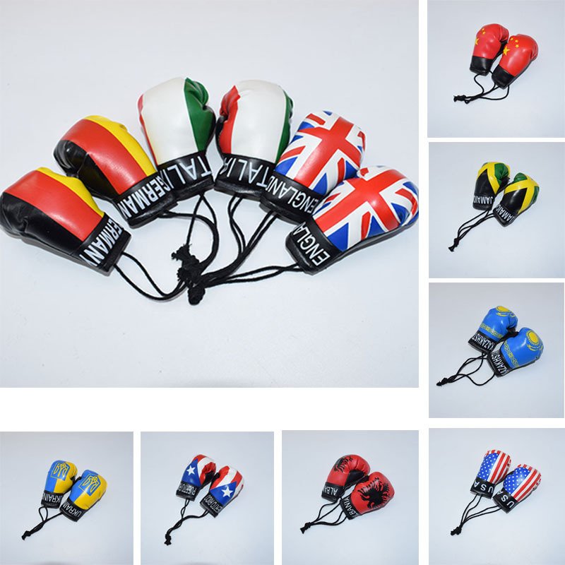 Boxing Gloves Simulation Pendant Car Bag Glove Pendant Large 10cm Flag Gloves Key Chain Accessories
